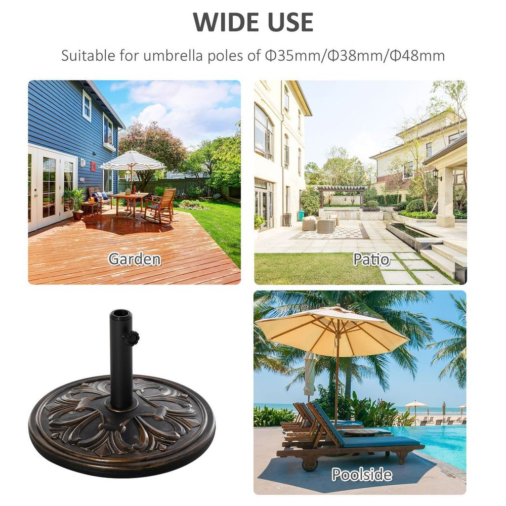 13KG Heavy Duty Round Parasol Base, Cement Stand Umbrella Holder in Bronze