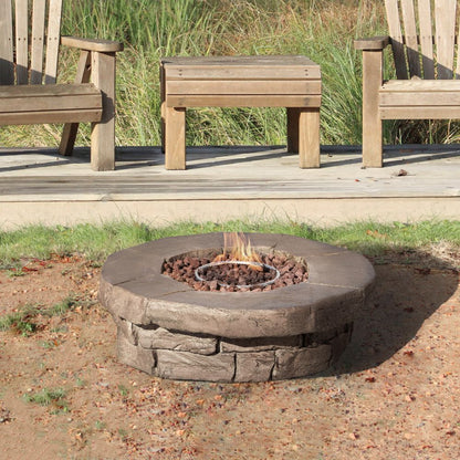 Low Gas Fire Pit Table Heater for Garden with Lava Rocks & Cover