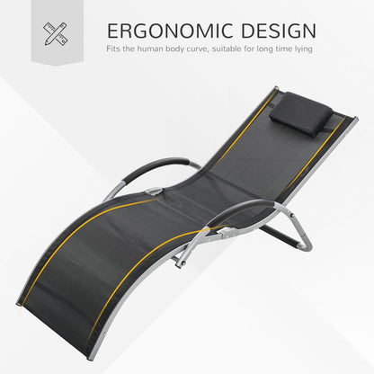 Ergonomic Lounger Chair Removable Headrest Aluminium Black