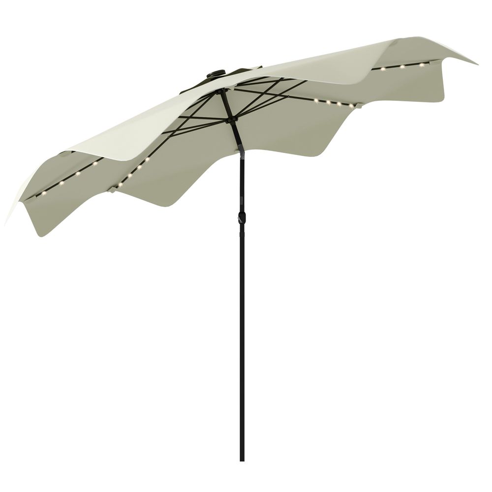 Garden Parasol Umbrella with LED Lights and Tilt Function for Tables