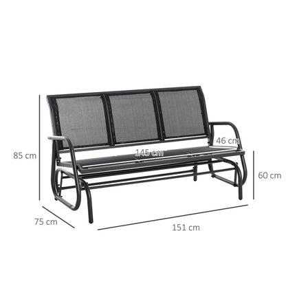 3-Seater Glider Rocking Bench – Metal Frame Patio Furniture for 3 People