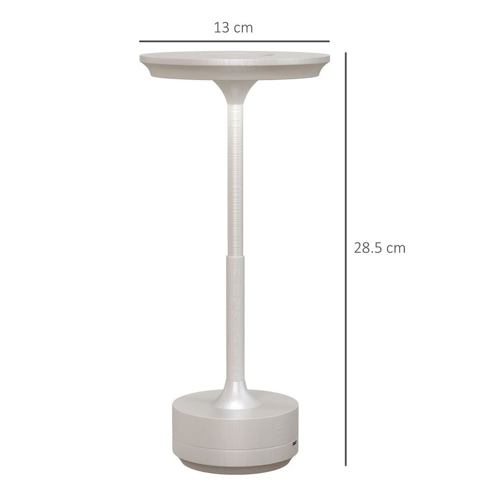 Silver LED Cordless Table Lamp with Battery Operation for Bedrooms