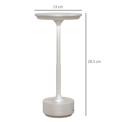 Silver LED Cordless Table Lamp with Battery Operation for Bedrooms