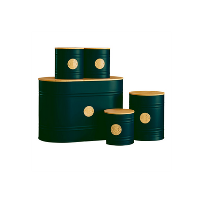 5-Piece Emerald Green Scandi Kitchen Canister Set, Stylish Storage