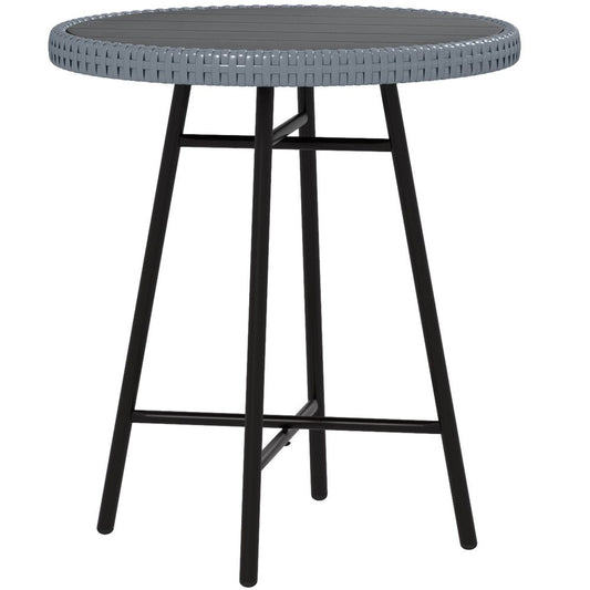 Grey PE Rattan Side Table for Indoor, Outdoor, Balcony, or Patio