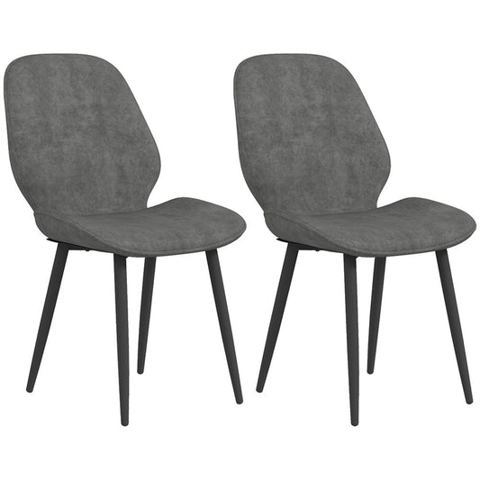 Dining Chairs Set of 2, Upholstered Kitchen Chairs with Metal Legs, Grey