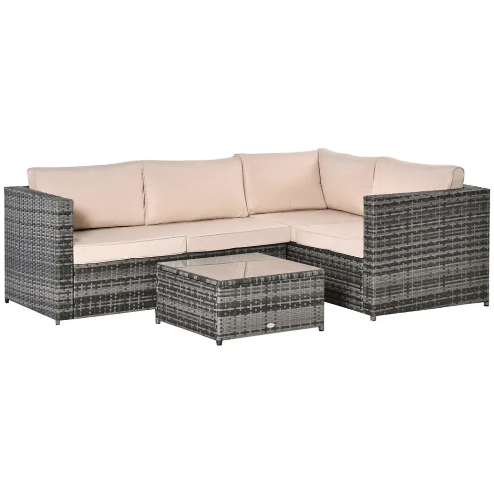 3-Piece Rattan Dining Sofa Set - Table, Loveseat, Outdoor Furniture with Cushions